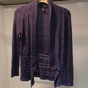 89th & Madison Deep Purple Textured Cardigan